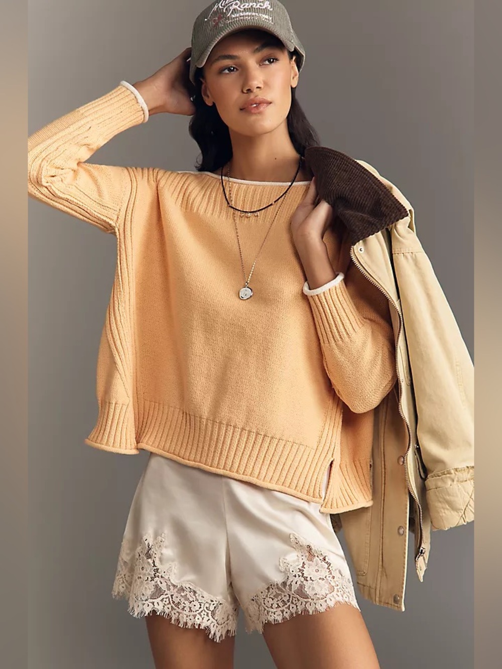 Anthropologie Off-Shoulder Slouchy Pullover Top Sweater